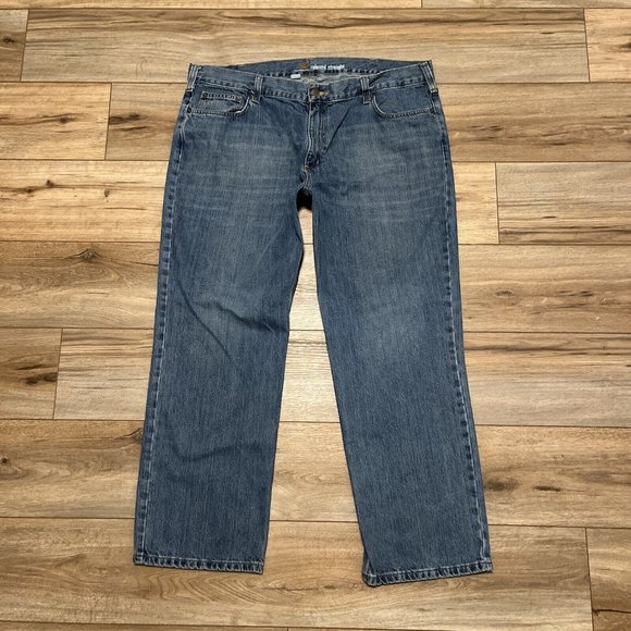 Men's Carhartt Relaxed Fit Straight Denim Jeans SZ 42/30 Blue Cotton B320-990 - Picture 1 of 12